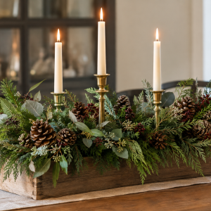 Rustic Evergreen Candlelit Holiday Centerpiece